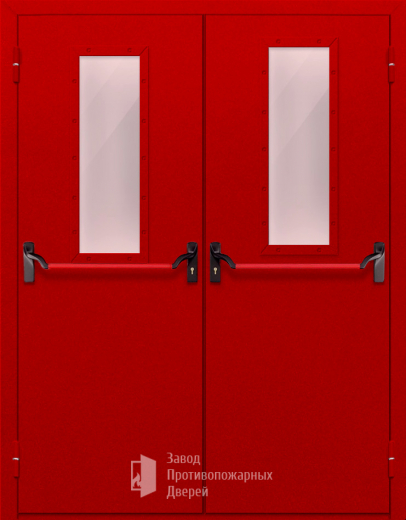 Фото двери «Двупольная с стеклом и антипаникой (красная)» в Истре