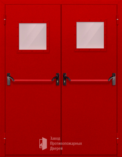 Фото двери «Двупольная со стеклопакетом и антипаникой (красная)» в Истре