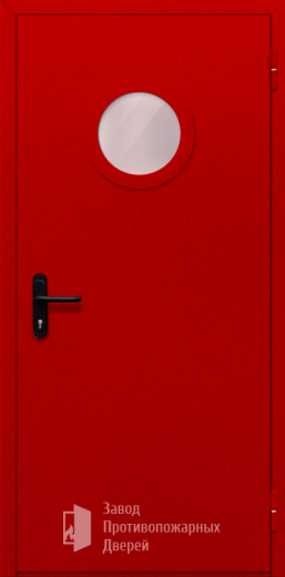 Фото двери «Однопольная с круглым стеклом (красная)» в Истре
