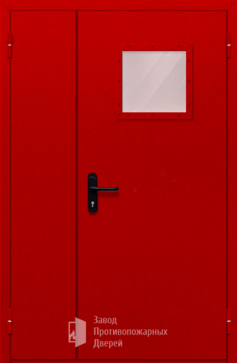 Фото двери «Полуторная со стеклопакетом (красная)» в Истре