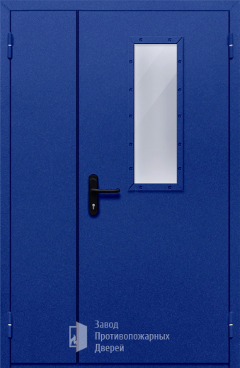 Фото двери «Полуторная со стеклом (синяя)» в Истре