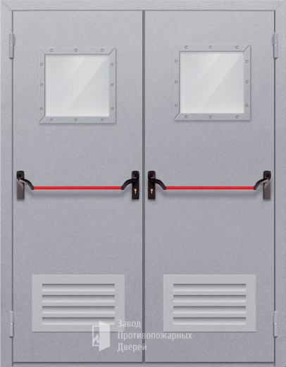 Фото двери «Двупольная со стеклопакетом и решеткой (антипаника)» в Истре