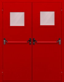 Фото двери «Двупольная со стеклопакетом и антипаникой (красная)» в Истре