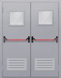 Фото двери «Двупольная со стеклопакетом и решеткой (антипаника)» в Истре