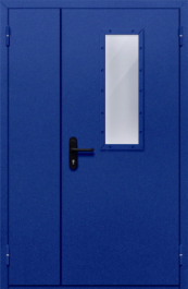 Фото двери «Полуторная со стеклом (синяя)» в Истре