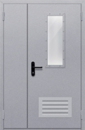 Фото двери «Полуторная со стеклом и  решеткой» в Истре