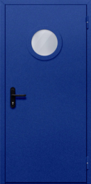 Фото двери «Однопольная с круглым стеклом (синяя)» в Истре
