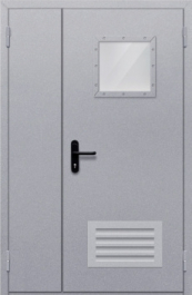 Фото двери «Полуторная со стеклопакетом и решеткой» в Истре