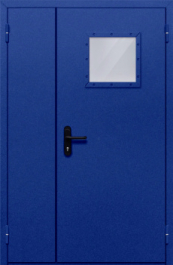 Фото двери «Полуторная со стеклопакетом (синяя)» в Истре